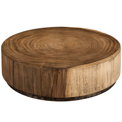 coffee table wood solid drum ril tables walnut perigold taracea havenly